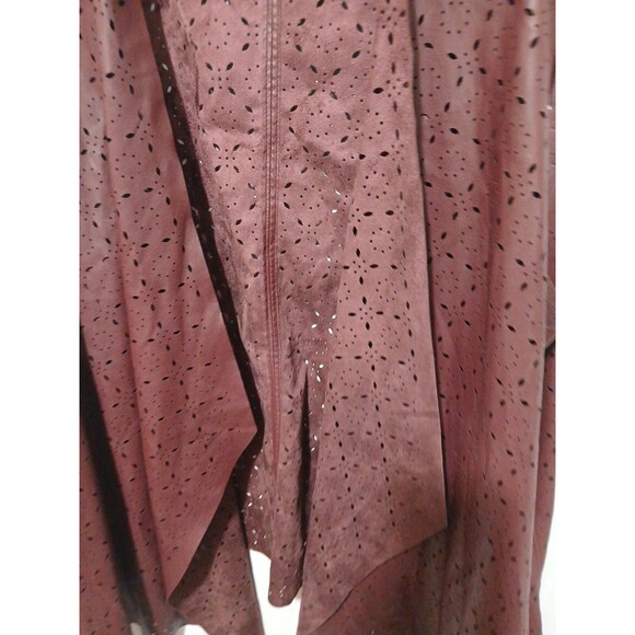 Cj Banks  Burgundy Perforated Open Drape Cardigan Vest Women's Sz 3xl - Picture 3 of 7
